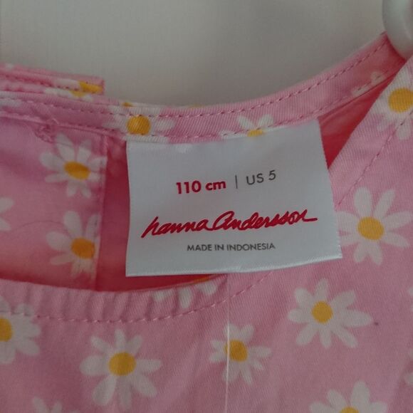 Hanna Andersson Flowers bell sleeve Pink Dress size 5 - Picture 4 of 13